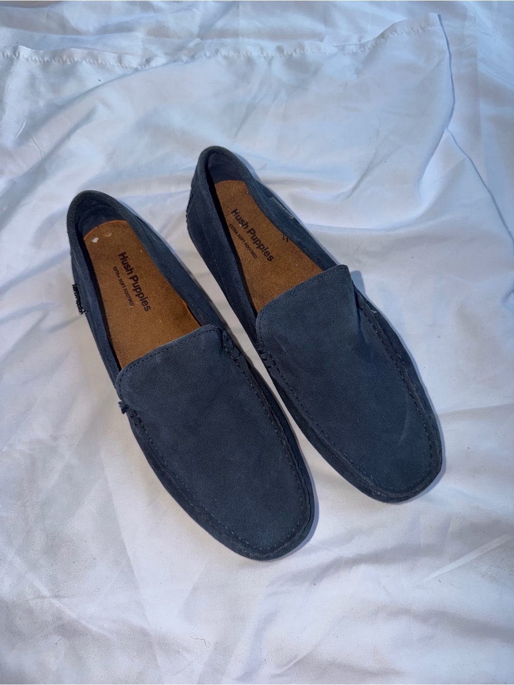 Hush Puppies Men's Navy Suede Slip-On Loafers